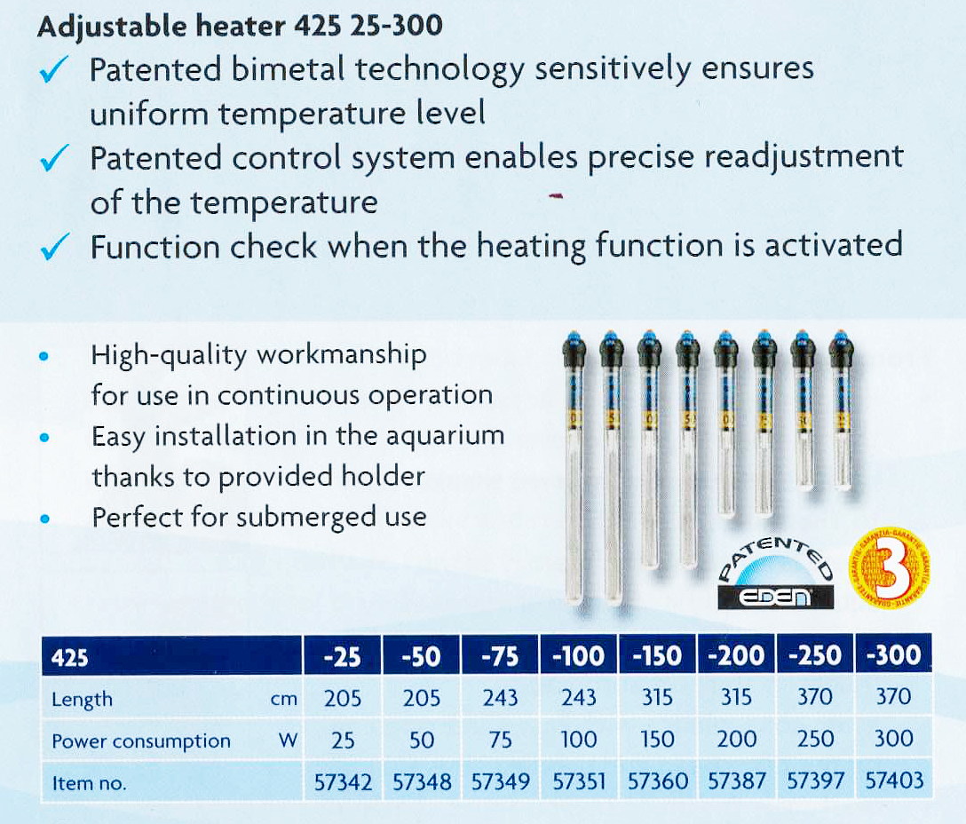 eden 425, topítka 25, 50, 75, 100, 150, 200, 250, 300 Watt