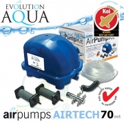 AirPump Airtech 70 SET, 34 Watt, 70 l/min., originální balení, včetně vzduchovacích rozvodů a vzduchovacích kamenů