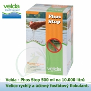 Phos Stop (dříve Algae Stop) 500 g na 10 m3, 100% přírodní velice účinný a rychlý fosfátový a nutriční flokulant nečistot, kalů, zákalů v jezírcích a biotopech