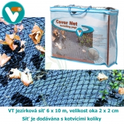 VT Cover Net, jezírková síť 6 x 5 m, velikost oka 20 x 20 mm s kolíky na uchycení