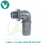 L-kus + 1 x ext. závit 20 mm 3/4 Inch 1 ks