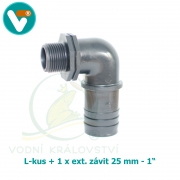 L-kus + 1 x ext. závit 25 mm - 1 Inch 1 ks