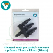 Třícestný jednotlivě regulovatelný kohout, vstup 12-20 mm na výstup 3x 12-20 mm