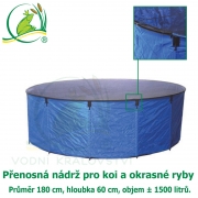 Flexibilní nádrž 180x60cm, přenosná skládací nádrž pro koi a okrasné ryby Ø180 cm x H 60 cm (cca 1500 litrů) 