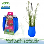 Dekorativní venkovní závěsný košík, modrý, velikost M 24cm, obsah 3l - Velda Water Bag Blue M