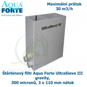 Ultra Sieve III Standard se 3 vstupy 110mm, štěrbinový filtr Aqua Forte UltraSieve III gravity, 300 micronů, 3 x 110 mm nátok