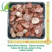 Dekorativní valouny - Valoun červený, frakce 30-50 mm, balení 10 Kg