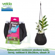 Dekorativní venkovní závěsný košík, černý, velikost S 20x20cm, obsah 3l - Velda Water Bag Black S