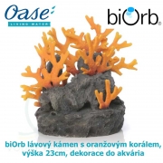 biOrb lávový kámen s oranžovým korálem, výška 23 cm, dekorace do akvária, 46123