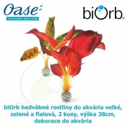 biOrb hedvábné rostliny do akvária velké, zelené a fialová, 2 kusy, výška 38 cm, dekorace do akvária-46102