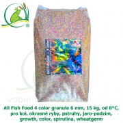 All Fish Food 4 color granule 6 mm, 15 kg, od 8°C, pro koi, okrasné ryby, pstruhy, jaro-podzim, growth, color, spirulina, wheatgerm