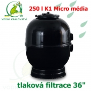 Tlaková filtrace 36 palců, K1 Micro BEAD 900 Individual, průměr 900 mm, pro jezírka 50-250 m3, 250 l K1 Micro