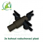 Vzduchovací rozdělovač, rozdvojka, kohout plastový 3x, 9 mm hadičky