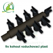 Vzduchovací rozdělovač, rozdvojka, kohout plastový 9x, 9 mm hadičky