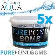 Pure Pond BOMB 5x v Bacterial Pond Liquid, čistící a startovací bakterie pro bio-rovnováhu v jezírku, fungující po celý rok od 4 °C, 5 ks pro 50-400 m3