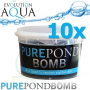 Pure Pond BOMB 10x v Bacterial Pond Liquid, čistící a startovací bakterie pro bio-rovnováhu v jezírku, fungující po celý rok od 4 °C, 10 ks pro 100-800 m3