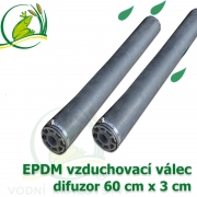 Vzduchovací EPDM válec 60x3 cm, difuzor, plus trn na hadičky 12 mm