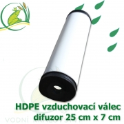 Vzduchovací HDPE válec, 250x70 mm, extra jemný 120 micron na výstupu, neomezená životnost, optimální průtok 50 litrů/min.