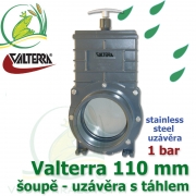 Valterra šoupě nerez 110 mm originál, tažný PVC uzávěr s nerezovým uzávěrem