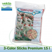15 litrů 3-color Sticks Premium, krmiva pro koi a okrasné ryby jaro-podzim