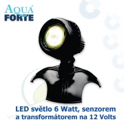 AquaForte LED světlo HP6-1, 1 ks 6 Watt LED osvětlení jezírek a zahrad se senzorem, včetně trafa a kabelu