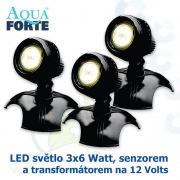 AquaForte LED světlo HP6-3, 3 ks 6 Watt LED osvětlení jezírek a zahrad se senzorem, včetně trafa a kabelu