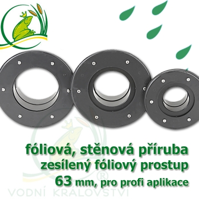 PVC příruba fóliová 63 mm, fóliový prostup zesílený,  fóliová, stěnová přiruba 63 mm