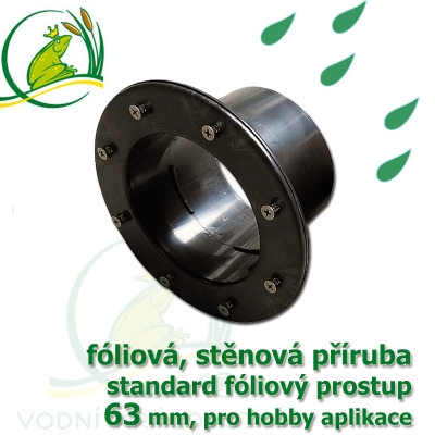 PVC příruba fóliová 63 mm, fóliový prostup standard  fóliová, stěnová přiruba standard 63 mm