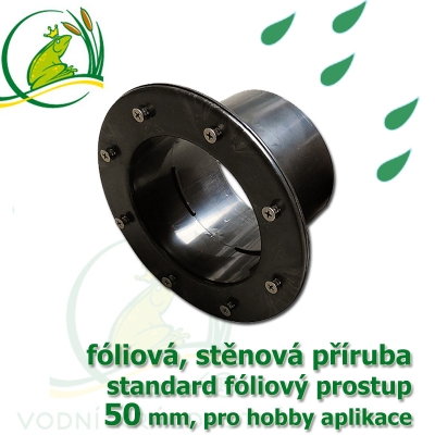 PVC příruba fóliová 50 mm, fóliový prostup standard  fóliová, stěnová přiruba standard 50 mm
