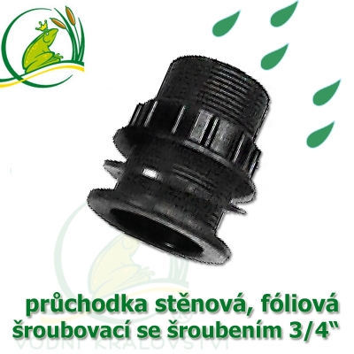 šroubovací 3/4" PP průchodka se šroubením, nelepící