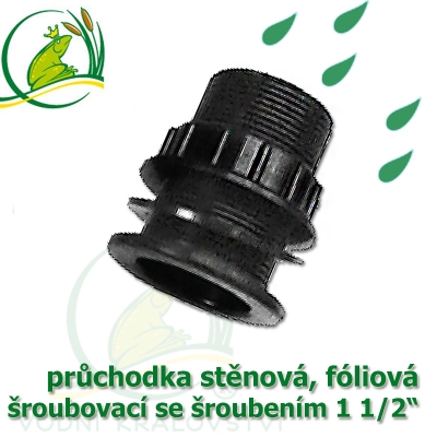 šroubovací 1 1/2" PP průchodka se šroubením, nelepící