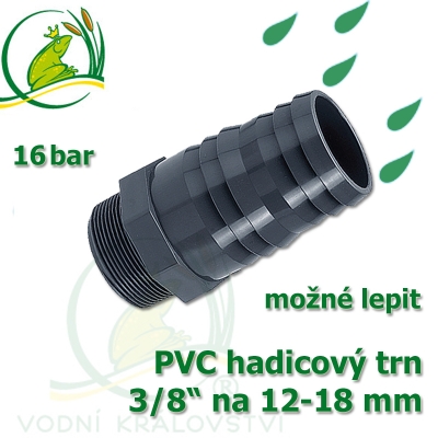 PVC šroubovací trn, 3/8" externí závit, trn na 16-18 mm hadici