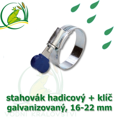 Stahovák pozink extra, 16-22 mm s klíčem, šíře 12 mm