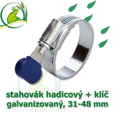 Stahovák pozink extra, 31-48 mm s klíčem, šíře 12 mm