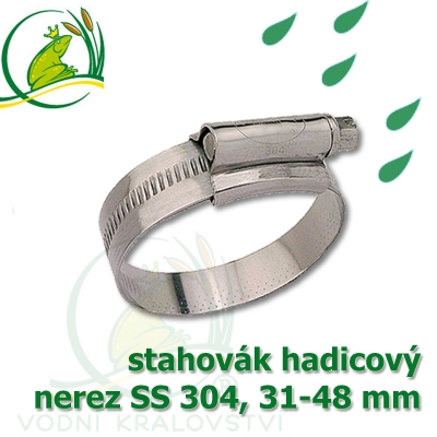 stahovák nerez 31-48 mm, "UK made" S304, šíře pásky 12 mm