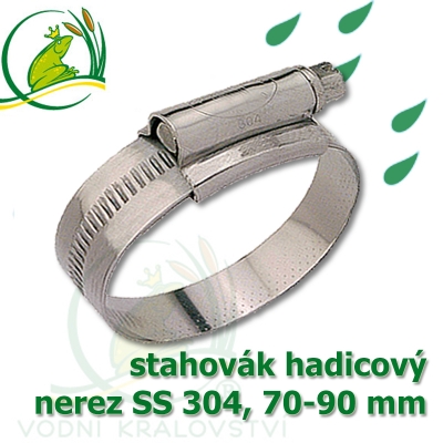 stahovák nerez 70-90 mm, "UK made" S304, šíře pásky 12 mm