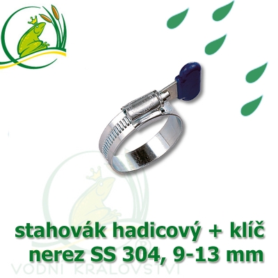 Spona, stahovák 9-13 mm, nerez, S304 s klíčem