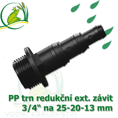 Trn redukční PP, závit 3/4" ext. na 25-20-13 mm 