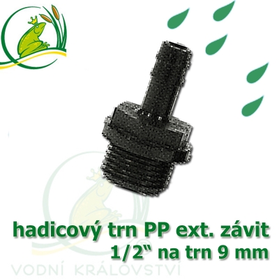 Trn přimý PP, závit ex. 1/2" na 9 mm