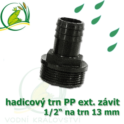 Trn přimý PP, závit ext. 1/2" na 12-13 mm 