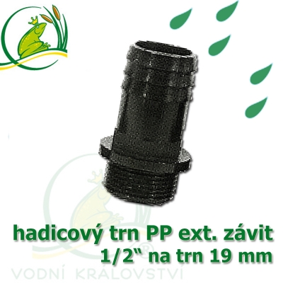 Trn přimý PP, závit ext. 1/2" na 19-20 mm