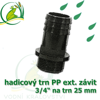 Trn přimý PP, závit ext. 3/4" na 25 mm