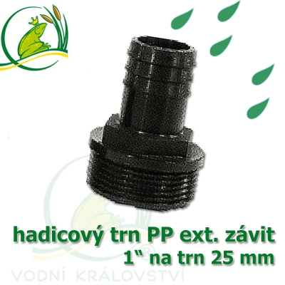 Trn přimý PP, závit ext. 1" na 25 mm