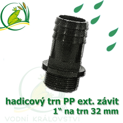 Trn přimý PP, závit ext. 1" na 32 mm