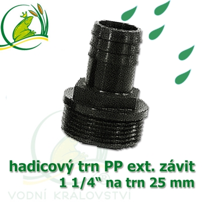 Trn přimý PP, závit ext. 1 1/4" na 25 mm