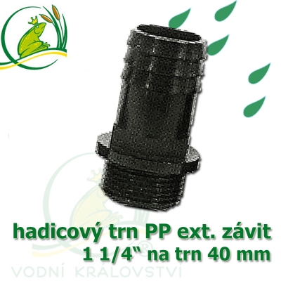 Trn přimý PP, závit ext. 1 1/4" na 40 mm