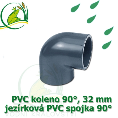 PVC koleno 32 mm, jezírková spojka 90°, lepení/lepení