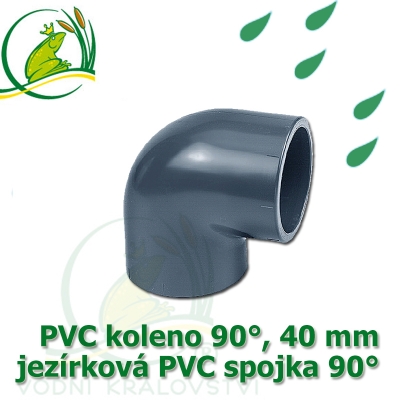 PVC koleno 40 mm, jezírková spojka 90°, lepení/lepení