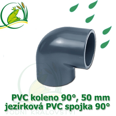 PVC koleno 50 mm, jezírková spojka 90°, lepení/lepení