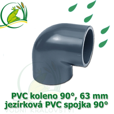 PVC koleno 63 mm, jezírková spojka 90°, lepení/lepení